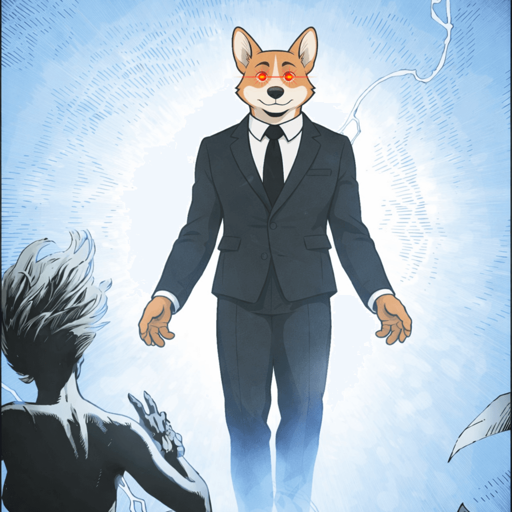 Welsh Corgi levitating like a god